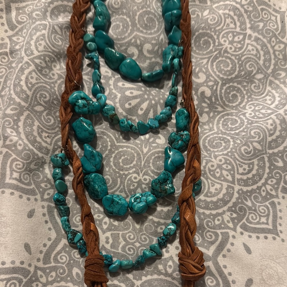 Rustic Blue and Brown Layered Necklace